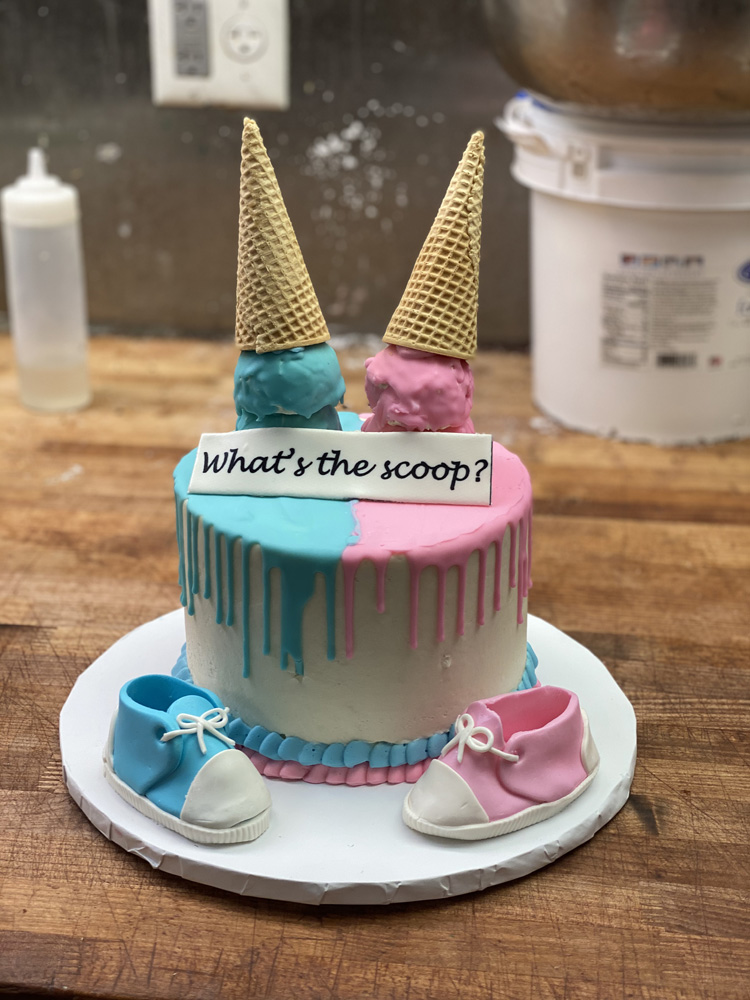 Whats The Scoop Gender Reveal Cake Whats The Scoop Gender Reveal Cake