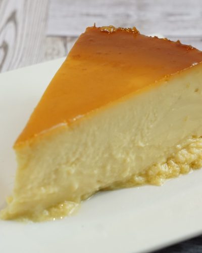 savor the classic flavor of a traditional flan slice at Mia's Bakery.