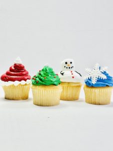 savor the classic flavor of Christmas cupcakes at Mia's Bakery.